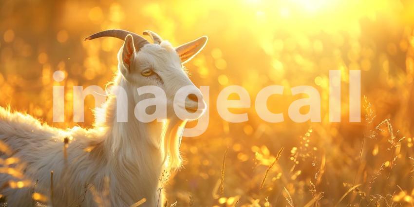 Eid al-Adha Goat Silhouetted at Sunset Background, Sunset Celebration of Eid al-Adha with Goat - Ai Generated