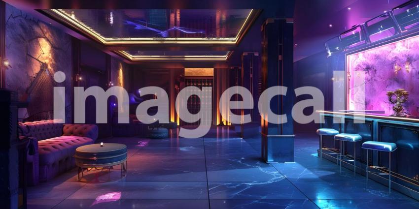 Elite Nightclub VIP Lounge Background, Exclusive VIP Area in Nightclub - Ai Generated