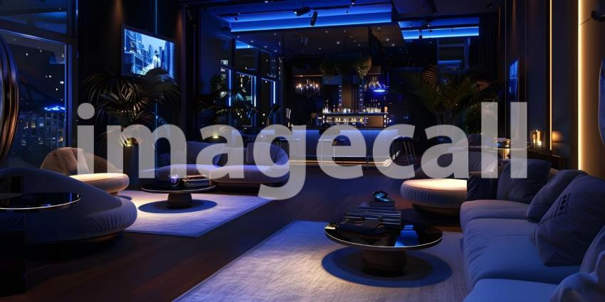Elite Nightclub VIP Lounge Background, Exclusive VIP Area in Nightclub - Ai Generated