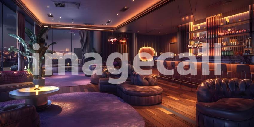 Elite Nightclub VIP Lounge Background, Exclusive VIP Area in Nightclub - Ai Generated