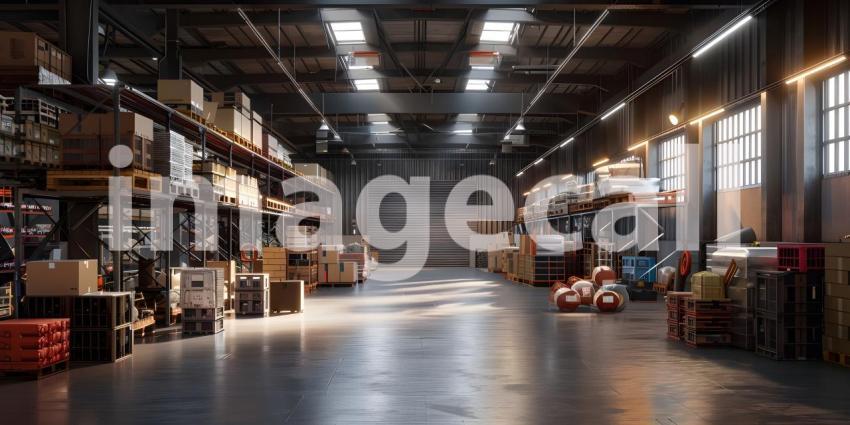 Warehouse with a high level of electronics background - Ai Generated