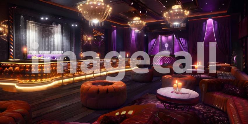 Elite Nightclub VIP Lounge Background, Exclusive VIP Area in Nightclub - Ai Generated