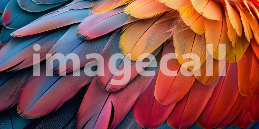 Vibrant Avian Plumage Texture Background, Colorful Feathered Bird Pattern Backdrop - Ai Generated