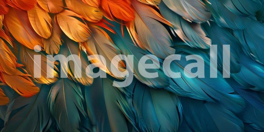 Vibrant Avian Plumage Texture Background, Colorful Feathered Bird Pattern Backdrop - Ai Generated