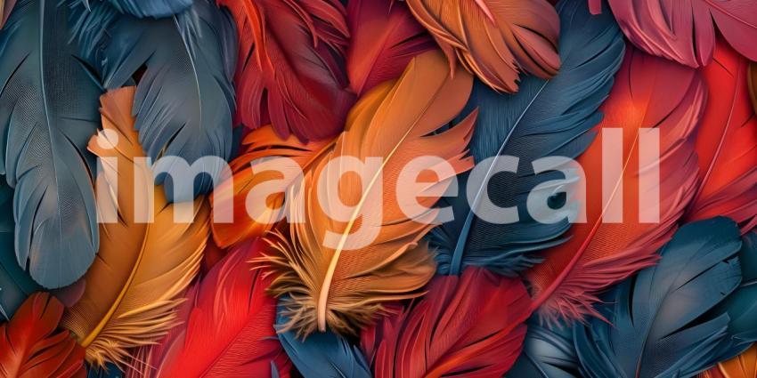 Vibrant Avian Plumage Texture Background, Colorful Feathered Bird Pattern Backdrop - Ai Generated