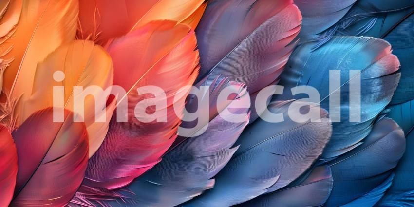 Vibrant Avian Plumage Texture Background, Colorful Feathered Bird Pattern Backdrop - Ai Generated