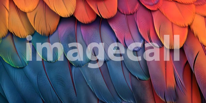 Vibrant Avian Plumage Texture Background, Colorful Feathered Bird Pattern Backdrop - Ai Generated