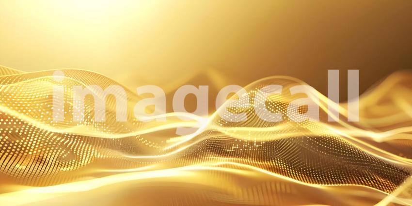 Abstract Light Wave on a Shiny Gold Background - Ai Generated