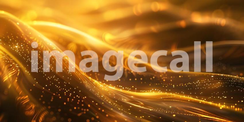 Abstract Light Wave on a Shiny Gold Background - Ai Generated