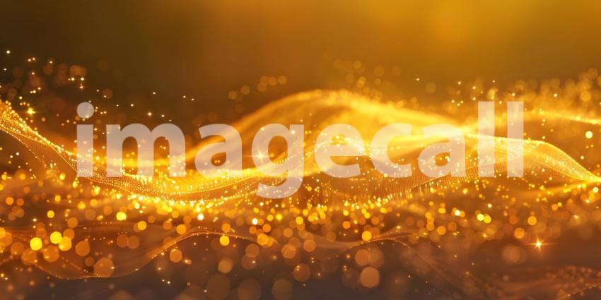 Abstract Light Wave on a Shiny Gold Background - Ai Generated