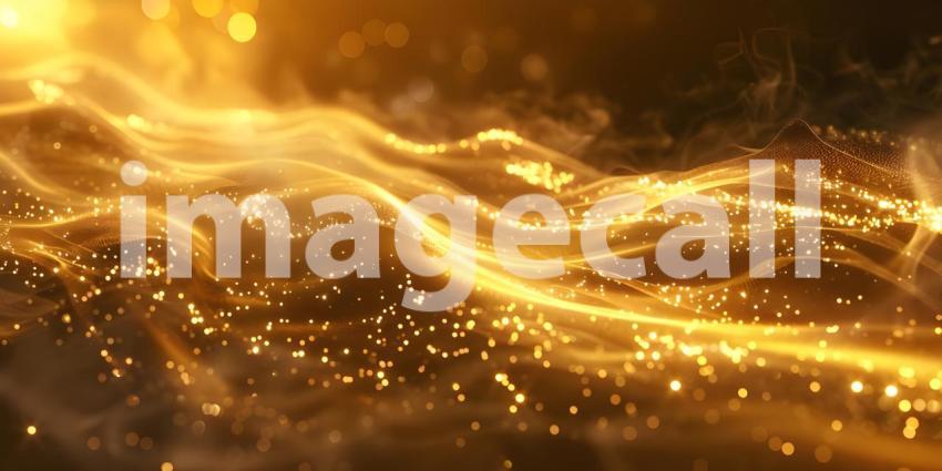 Abstract Light Wave on a Shiny Gold Background - Ai Generated