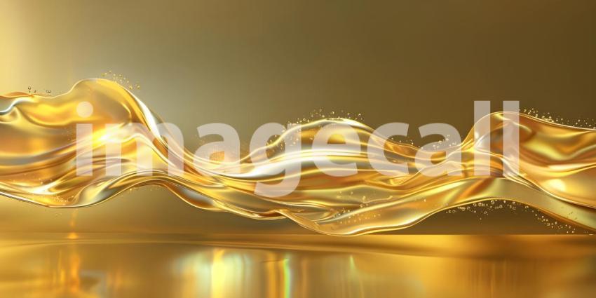 Abstract Light Wave on a Shiny Gold Background - Ai Generated