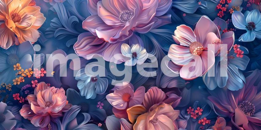 Abstract Floral Mural Digital Art Background - Ai Generated