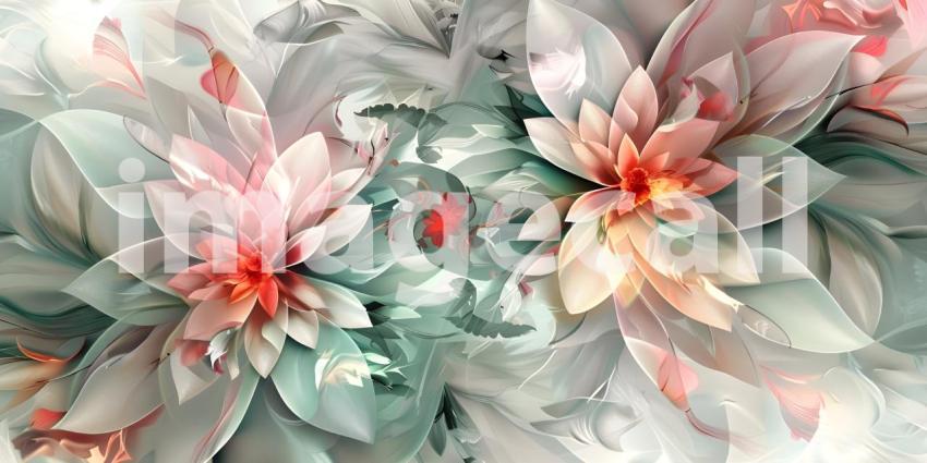 Abstract Floral Mural Digital Art Background - Ai Generated
