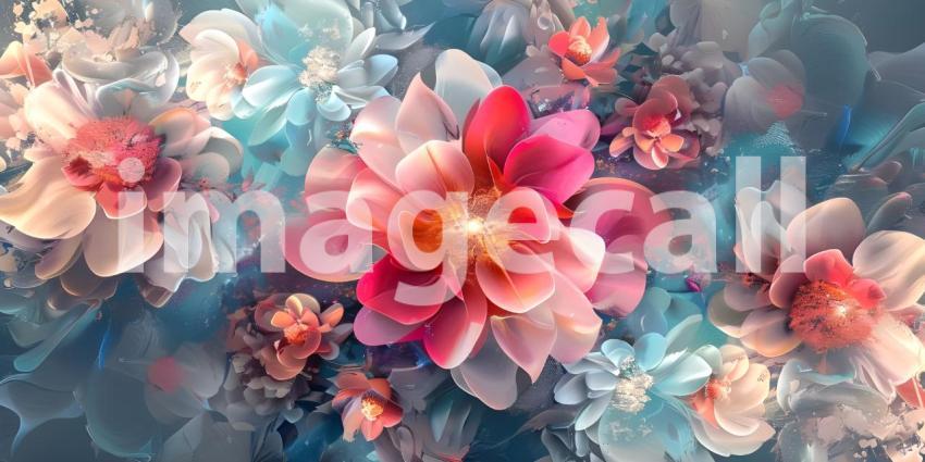 Abstract Floral Mural Digital Art Background - Ai Generated