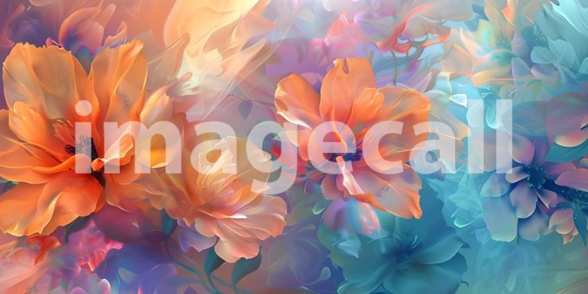 Abstract Floral Mural Digital Art Background - Ai Generated