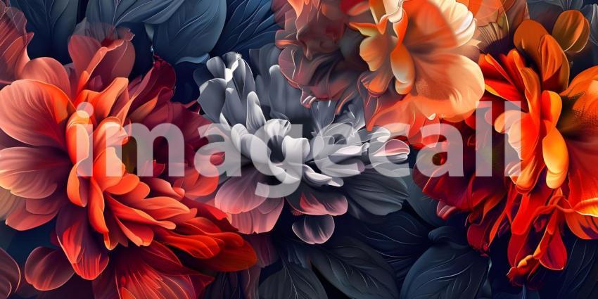 Abstract Floral Mural Digital Art Background - Ai Generated