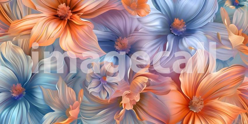 Abstract Floral Mural Digital Art Background - Ai Generated