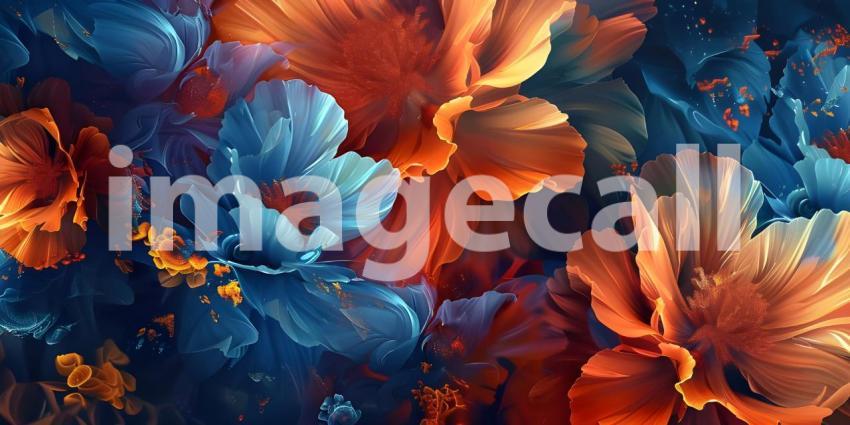 Abstract Floral Mural Digital Art Background - Ai Generated