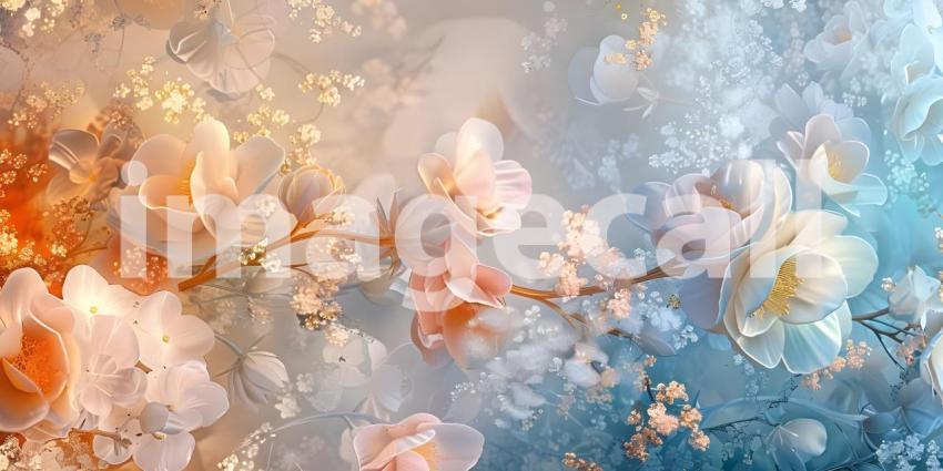Abstract Floral Mural Digital Art Background - Ai Generated