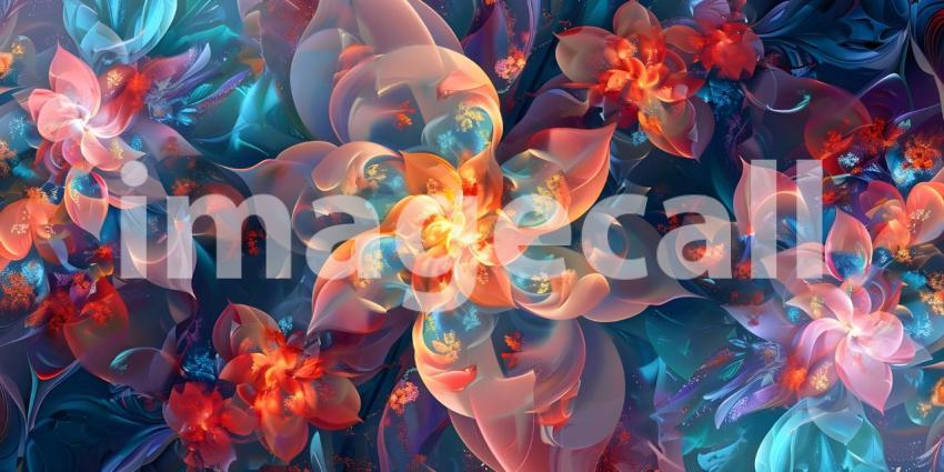 Abstract Floral Mural Digital Art Background - Ai Generated