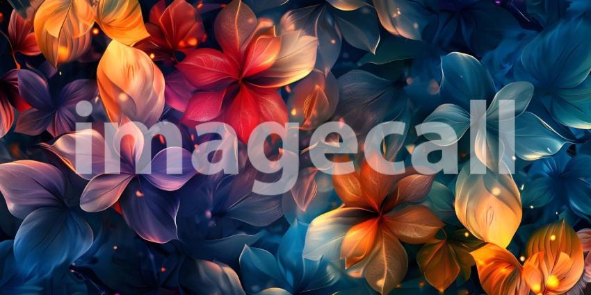 Abstract Floral Mural Digital Art Background - Ai Generated