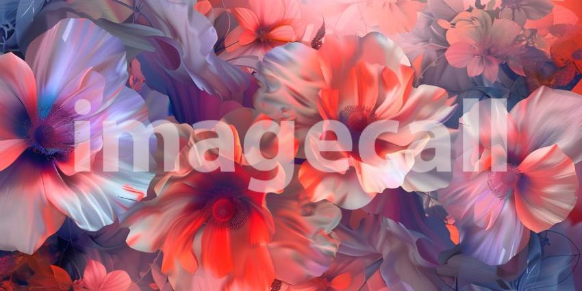 Abstract Floral Mural Digital Art Background - Ai Generated