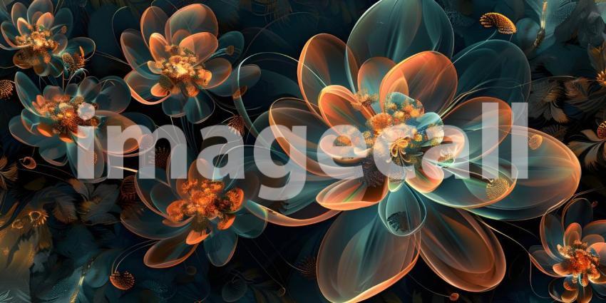 Abstract Floral Mural Digital Art Background - Ai Generated