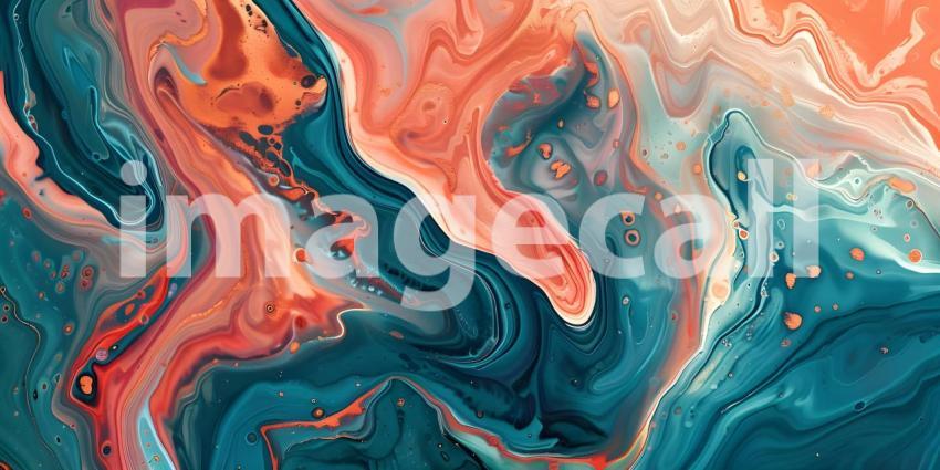 Abstract marbled acrylic paint ink painted waves painting texture background - Ai Generated