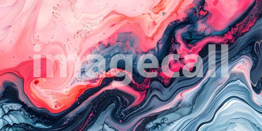 Abstract marbled acrylic paint ink painted waves painting texture background - Ai Generated