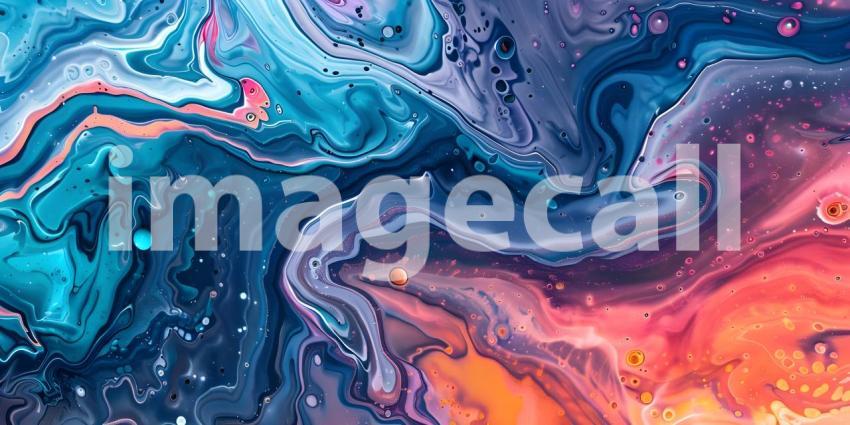 Abstract marbled acrylic paint ink painted waves painting texture background - Ai Generated