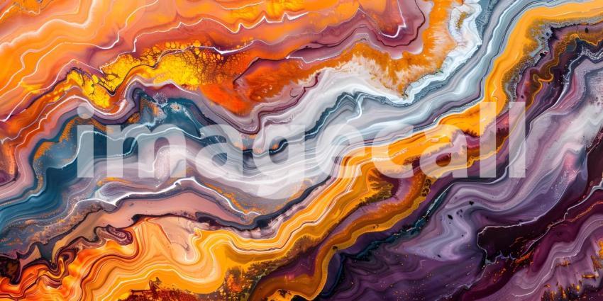Abstract marbled acrylic paint ink painted waves painting texture background - Ai Generated