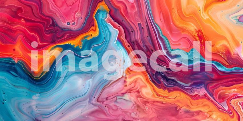 Abstract marbled acrylic paint ink painted waves painting texture background - Ai Generated
