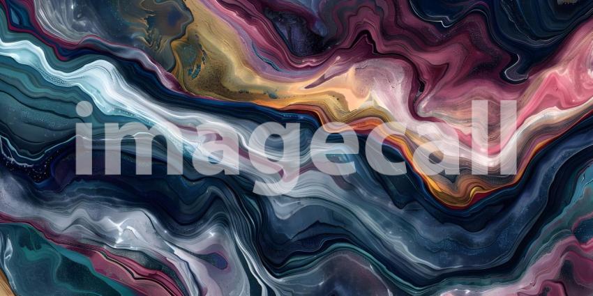 Abstract marbled acrylic paint ink painted waves painting texture background - Ai Generated