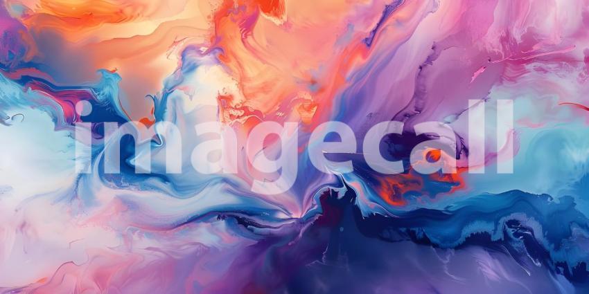 Abstract marbled acrylic paint ink painted waves painting texture background - Ai Generated