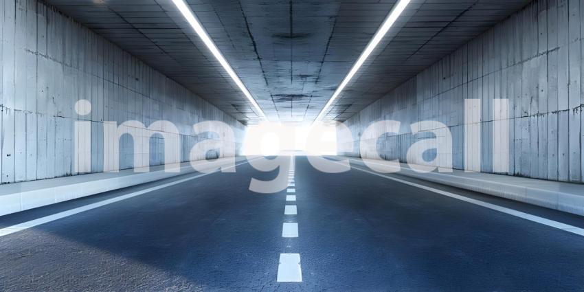 Architectural tunnel on highway with empty asphalt road background - Ai Generated