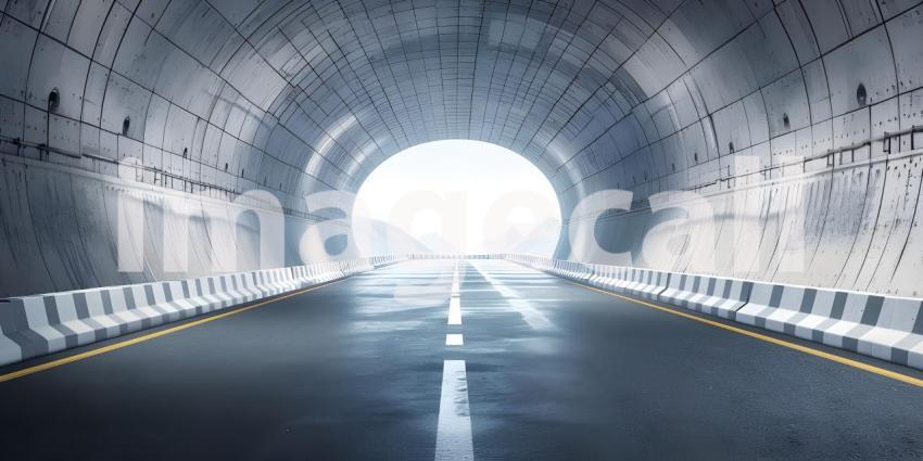 Architectural tunnel on highway with empty asphalt road background - Ai Generated