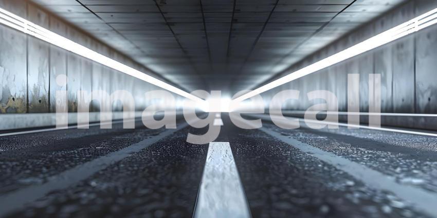 Architectural tunnel on highway with empty asphalt road background - Ai Generated