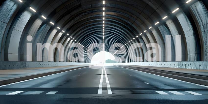 Architectural tunnel on highway with empty asphalt road background - Ai Generated
