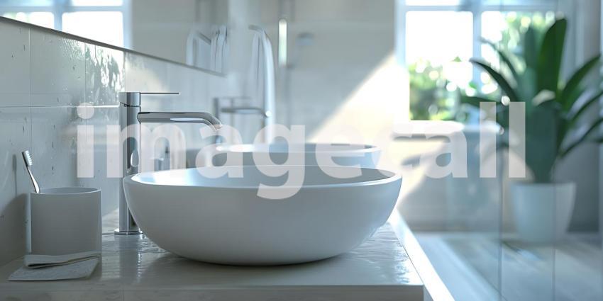 Beautiful Luxury bathroom interior with sink background - Ai Generated