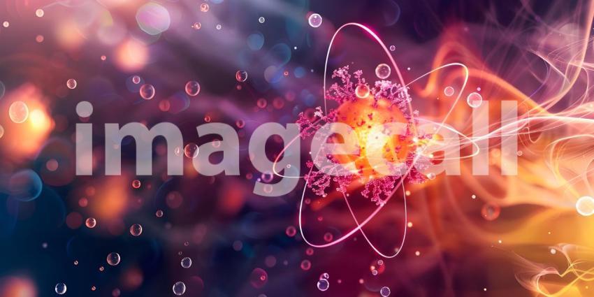 Atoms molecules on abstract background - Ai Generated