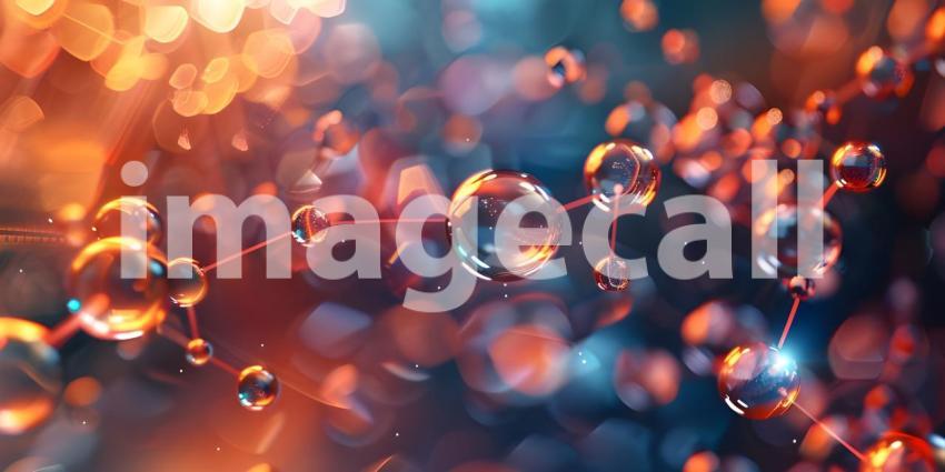 Atoms molecules on abstract background - Ai Generated