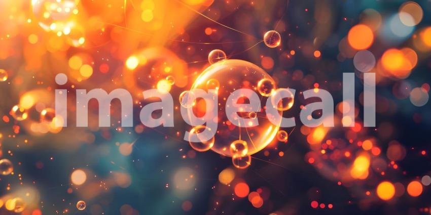 Atoms molecules on abstract background - Ai Generated