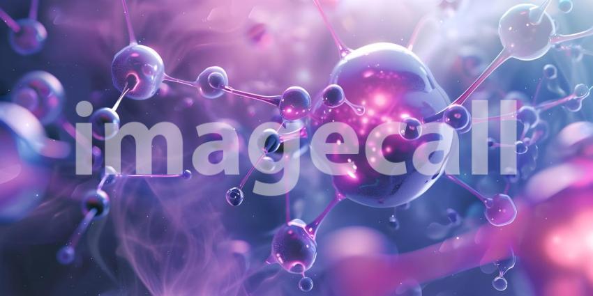 Atoms molecules on abstract background - Ai Generated