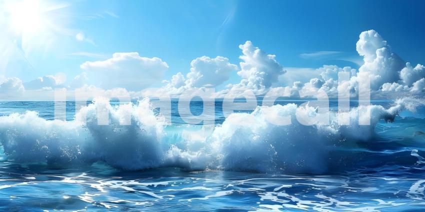 Beautiful blue ocean waves background - Ai Generated