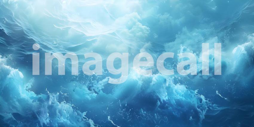 Beautiful blue ocean waves background - Ai Generated