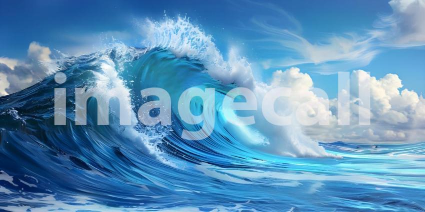 Beautiful blue ocean waves background - Ai Generated