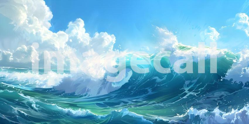 Beautiful blue ocean waves background - Ai Generated
