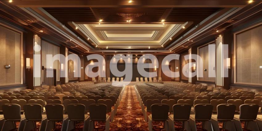 Elegant Conference Room Interior, Sophisticated Meeting Hall Setting, Stunning Venue for Conferences - Ai Generated