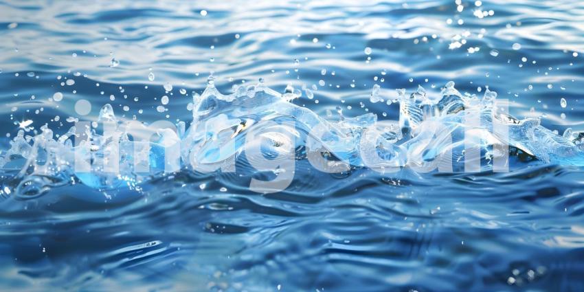 Clear calm water surface texture with splashing background - Ai Generated
